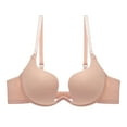 thumbnail image 1 of Ashirexll Bras for Women Gathering Support Adjustable Straps Push Up Pepper Bra No Underwire Comfortable Wireless Bras Beige XL, 1 of 2