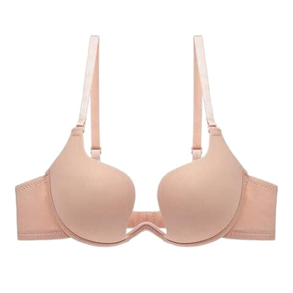 Ashirexll Bras for Women Gathering Support Adjustable Straps Push Up Pepper Bra No Underwire Comfortable Wireless Bras Beige XL