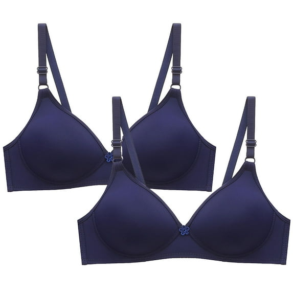 Ashirexll Bras for Women No Underwire, Balconette Bras for Women, Solid Color Wire Free Breathable Traceless Summer Thin Gathering Bra Blue A M