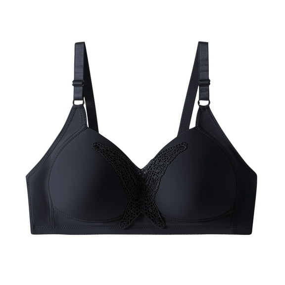 Ashirexll Bras for Women No Underwire, Comfortable Bras for Women, Plus Size Solid Color Adjustable Spaghetti Strap Wireless Bra Black XL