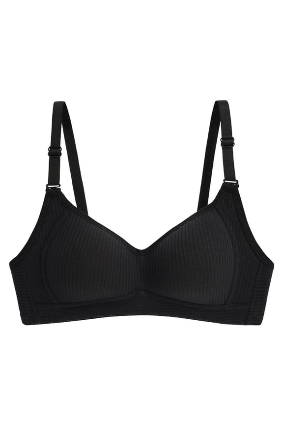 Bras for Women No Underwire, Pepper Bras for Women Small Breast, Solid Color Wire Free Breathable Comfortable Gathering Summer Thin Black S