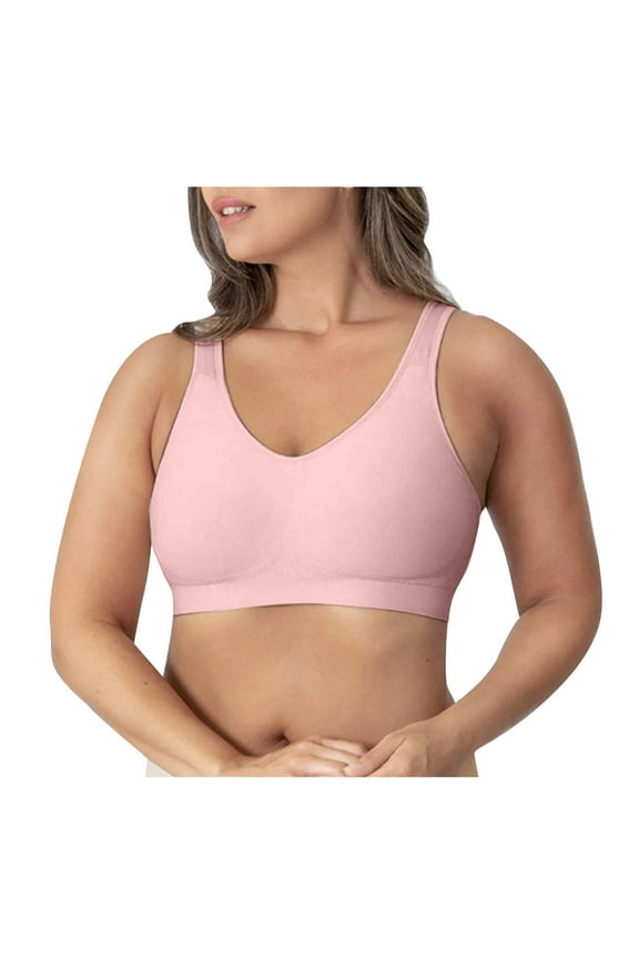 Bras for Women No Underwire, Wireless Push Up Comfortabl Solid Color Seamless Body Shaping Breathable Plus Size Bra Pink 3XL