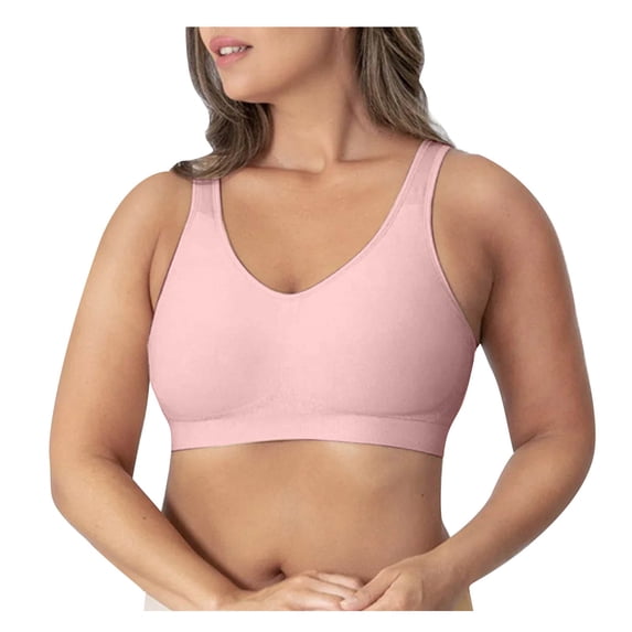 Ashirexll Bras for Women No Underwire, Wireless Push Up Comfortabl Solid Color Seamless Body Shaping Breathable Plus Size Bra Pink M
