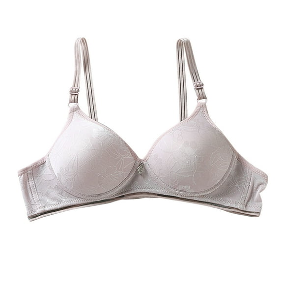 Ashirexll Bras for Women, Pepper Bras for Women Small Breast, Solid Color Two-Row Buckle Breathable Comfortable Bra Gray XXL