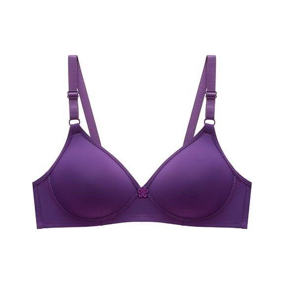 Ashirexll Bras for Women, Pepper Bras for Women Small Breast, Solid Color Wire Free Breathable Comfortable Summer Thin Cool Comfort Fabric Purple XXL