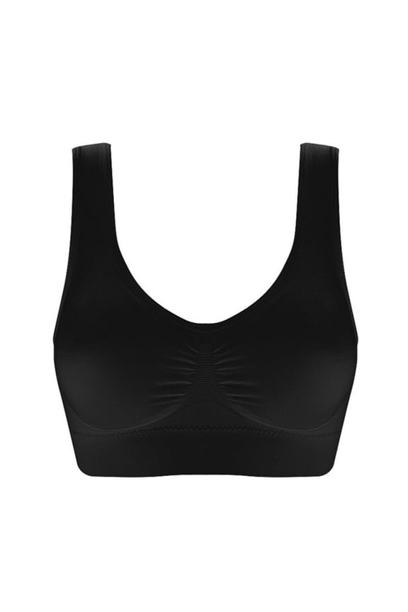 Ashirexll Bras for Women Plus Size Bras Padded Seamless Sleepwear Yoga Bra Wireless Underwear Womens Bras Sports Bra Black L