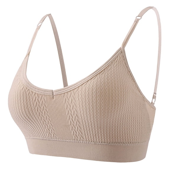Ashirexll Bras for Women, Plus Size Solid Color Adjustable Strap Gathering Posture Support Bra Beige L