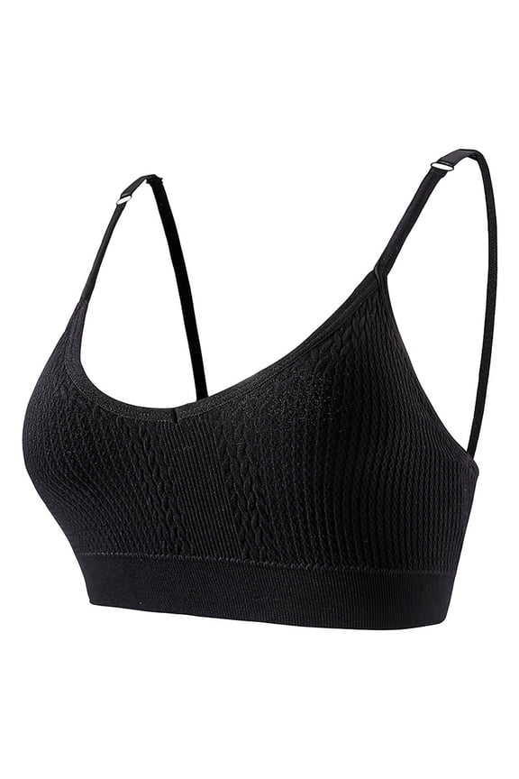 Bras for Women, Plus Size Solid Color Adjustable Strap Gathering Posture Support Bra Black M