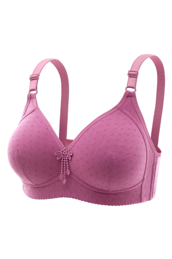 Bras for Women, Racerback Bras for Women, Solid Color Thin Gathering Breathable Lightweight Wirefree Bra Wine XL