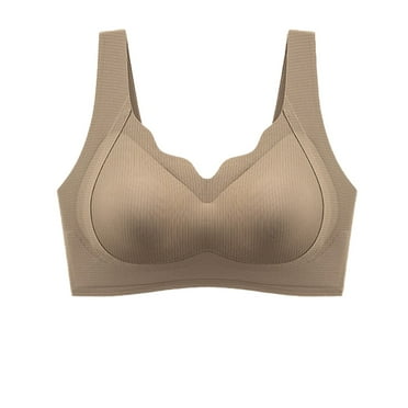 Ashirexll Bras for Women Seamless Breathable Comfortable Soft Gathering Push-up and Support To Sagging and Reduce Breast Size Wireless Bras Brown M