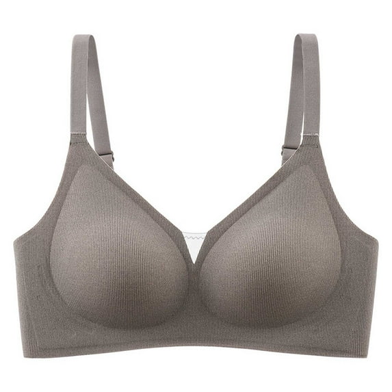 Ashirexll Bras for Women Solid Color Seamless Ultra-Thin Breathable Comfortable Soft Jelly Nude Feeling Sagging Bra Wireless Bras Coffee M