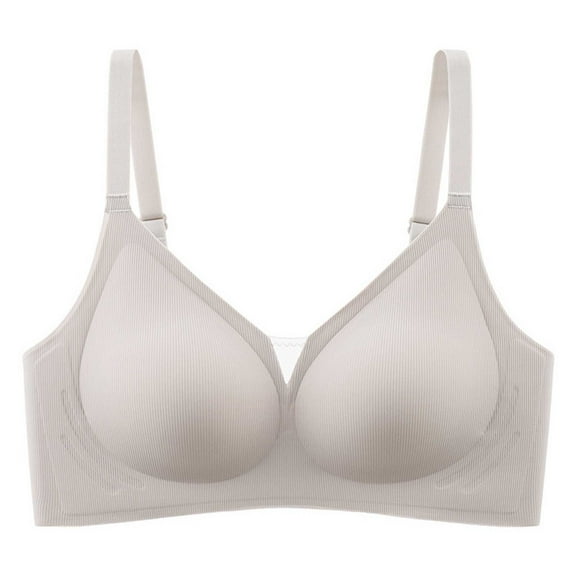 Ashirexll Bras for Women Solid Color Seamless Ultra-Thin Breathable Comfortable Soft Jelly Nude Feeling Sagging Bra Wireless Bras Gray M