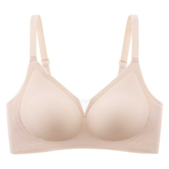 Ashirexll Bras for Women Solid Color Seamless Ultra-Thin Breathable Comfortable Soft Jelly Nude Feeling Sagging Bra Wireless Bras Pink XXL