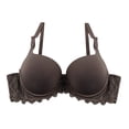 thumbnail image 1 of Ashirexll Bras for Women Spaghetti Adjustable Straps Breathable Thick Cup Lace Bra Soft Underwire Gathered Posture Support Push Up Bra Dark Gray M, 1 of 3