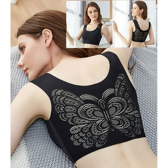 Ashirexll Bras for Women Stretch Plus Size Sports Bra Underwear Yoga Hollow Out Bra Womens Bras Sports Bra Black 6XL
