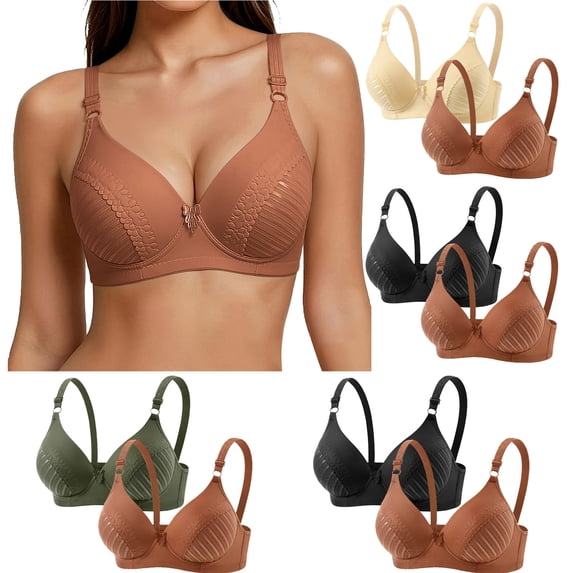 Ashirexll Bras for Women no Underwire 2 Pack Solid Color Sports Bra High Stretch Adjustable Straps and Push Up Cups Everyday Wear