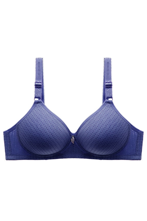 Brasieres Para Mujer, Seamless Bras for Women, Solid Color Breathable Gathering Full-Coverage Wirefree Bra Navy XL