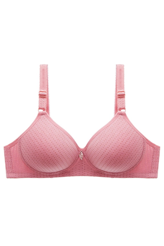 Brasieres Para Mujer, Seamless Bras for Women, Solid Color Breathable Gathering Full-Coverage Wirefree Bra Pink XL