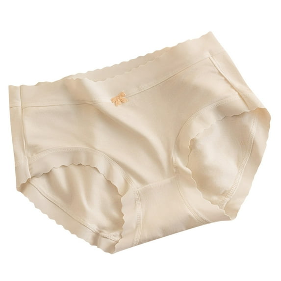 Ashirexll Breathable Underwear for Women, Underwear Traceless Basic Edition Mid Waist Fashion Breathable Panties Beige M