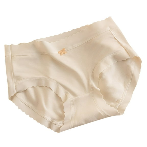 Ashirexll Breathable Underwear for Women, Underwear Traceless Basic Edition Mid Waist Fashion Breathable Panties Beige M