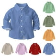thumbnail image 1 of Ashirexll Button Up Shirts for Kids 6M-8 Years Solid Color Chest Pocket School Uniform Casual Long Sleeve, 1 of 6