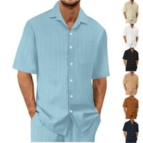 Ashirexll Button up Shirt Men, Big and Tall Shirts for Men, Casual Fashion Button up Shirts Short Sleeve Turndown Collar Summer Shirts