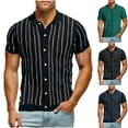 thumbnail image 1 of Ashirexll Button up Shirt Men, Big and Tall Shirts for Men, Summer Fashion Striped Printed Short Sleeve Turndown Collar Tops, 1 of 7