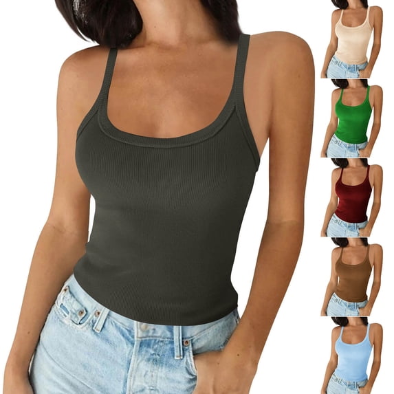 Ashirexll Camisole Tops for Women, Solid Color Sleeveless Slim U Neck Tank Blouses Casual Comfortable Summer Tops
