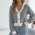 thumbnail image 1 of Ashirexll Cardigan Sweaters for Women, Winter Coats for Women, Fall Coats Fashion Women's Casual Oversize Striped Long Sleeve Cardigan Button Sweater, 1 of 6