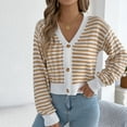 thumbnail image 1 of Ashirexll Cardigan Sweaters for Women, Winter Coats for Women, Fall Coats Fashion Women's Casual Oversize Striped Long Sleeve Cardigan Button Sweater, 1 of 6