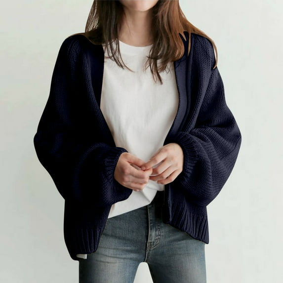 Ashirexll Cardigan Sweaters for Women, Winter Coats for Women, Fall Coats Women's Casual Loose Knit Cardigan Long Sleeve Solid Color
