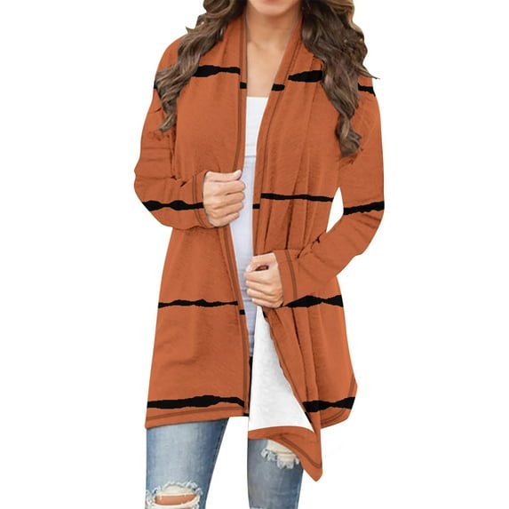 Ashirexll Cardigan Sweaters for Women, Winter Coats for Women, Fall Coats Women's Casual Striped Long Sleeve Cardigan Jacket