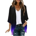 thumbnail image 1 of Ashirexll Cardigan for Women, Summer Fall Plus Size Gradient Soft Casual Mid Sleeve Jacket Cardigan Swimsuit Cover Up Purple C XL, 1 of 5