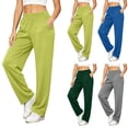 thumbnail image 1 of Ashirexll Casual Pants for Women Plus Size Solid Elastic Waist Pocket Long Pants Casual Sweatpants for Fall Daily, 1 of 7