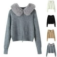 thumbnail image 1 of Ashirexll Chunky Cardigan Sweaters for Women Winter Sweaters Long Sleeve Round Neck Solid Color Warm Knit Everyday Tops, 1 of 5