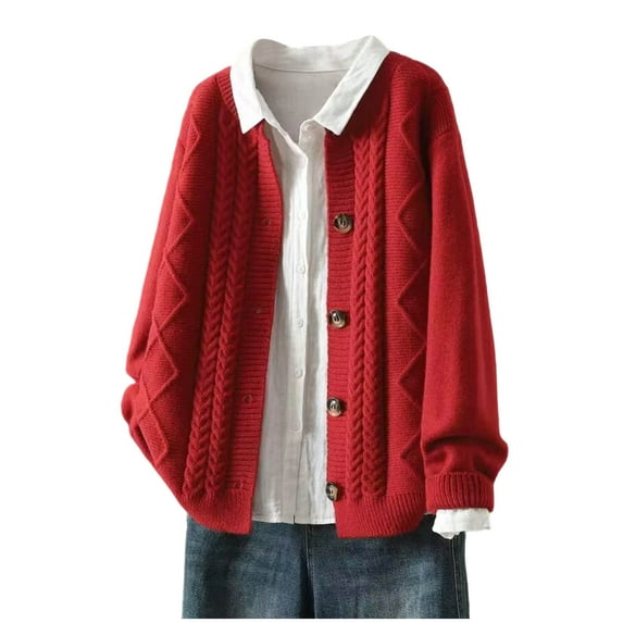 Ashirexll Chunky Cardigan Sweaters for Women Winter Sweaters Solid Color Long Sleeve Round Neck Open Front Knit Casual Coat