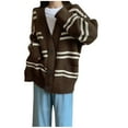 thumbnail image 1 of Ashirexll Chunky Cardigan Sweaters for Women Winter Sweaters Striped Long Sleeve V-Neck Open Front Casual Knit Loungewear Wear, 1 of 3