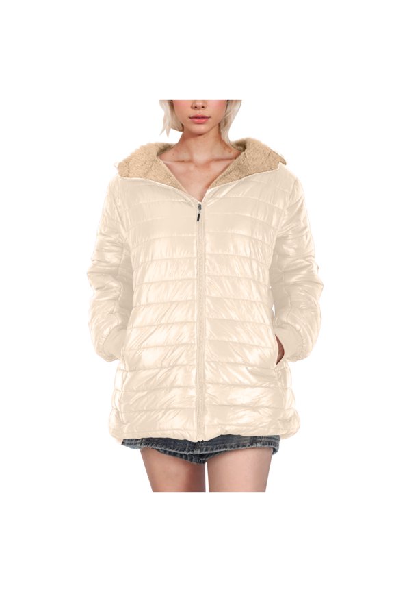 Coats for Women Fall Winter Plus Size Cotton Hooded Warm Lamb Fleece Lightweight Coat Warm Winter Jacket Yellow XXL