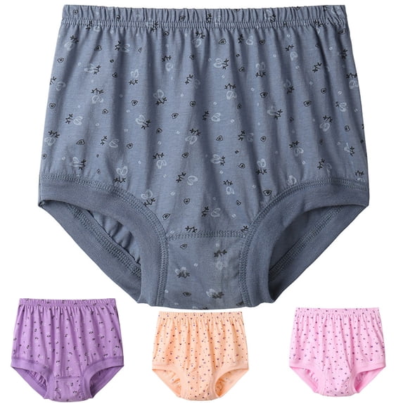 Ashirexll Cotton Underwear for Women Cotton Breathable Triangle Panties Plus Size Briefs