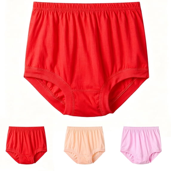 Ashirexll Cotton Underwear for Women Cotton Breathable Triangle Panties Plus Size Briefs