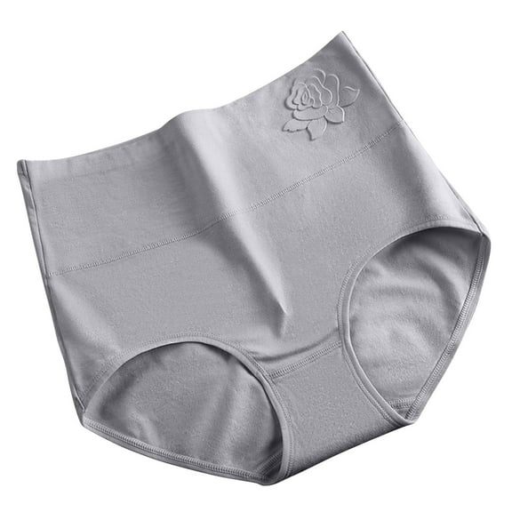 Ashirexll Cotton Underwear for Women Plus Size Solid Color High Waist Breathable Soft Comfortable Postpartum Underwear Gray XL