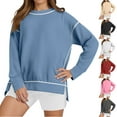thumbnail image 1 of Ashirexll Crewneck Sweatshirts Oversized Sweatshirt For Winter Tops Womens Long Sleeve Tops Casual Hoodless Round Neck Pullover Blouse Loose Fitting Soft Fleece Loungewear, 1 of 7