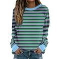 thumbnail image 1 of Ashirexll Crewneck Sweatshirts Women, Fall Sweatshirts for Women, Ladies' Casual Fall and Winter Long Sleeve Round Neck Loose Striped Sweatshirts, 1 of 5