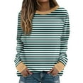 thumbnail image 1 of Ashirexll Crewneck Sweatshirts Women, Fall Sweatshirts for Women, Ladies' Casual Fall and Winter Long Sleeve Round Neck Loose Striped Sweatshirts, 1 of 5