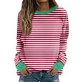 thumbnail image 1 of Ashirexll Crewneck Sweatshirts Women, Fall Sweatshirts for Women, Ladies' Casual Fall and Winter Long Sleeve Round Neck Loose Striped Sweatshirts, 1 of 5