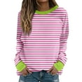 thumbnail image 1 of Ashirexll Crewneck Sweatshirts Women, Fall Sweatshirts for Women, Ladies' Casual Fall and Winter Long Sleeve Round Neck Loose Striped Sweatshirts, 1 of 5