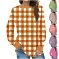 thumbnail image 1 of Ashirexll Crewneck Sweatshirts Women, Fall Sweatshirts for Women, Ladies' Casual Long Sleeve Round Neck Plaid Sweatshirts Tops, 1 of 5