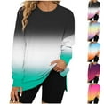 thumbnail image 1 of Ashirexll Crewneck Sweatshirts Women, Fall Sweatshirts for Women, Ladies' Round Neck Long Sleeve Top with Slit Hem Sweatshirts, 1 of 4