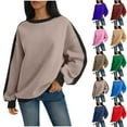 thumbnail image 1 of Ashirexll Crewneck Sweatshirts Women, Fall Sweatshirts for Women, Ladies' Stripe Casual Round Neck Long Sleeve Tops Loose Sweatshirts, 1 of 5
