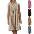 thumbnail image 1 of Ashirexll Dresses for Girls Fashion Sleeveless Chest Pleated A-Line Skirt Dress for Medium And Large Size Kids, 1 of 6